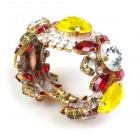 Honey Darling Clamper Bracelet ~ Yellow Red Crystal