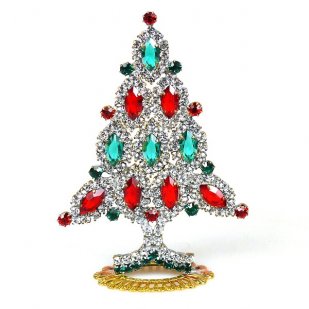 Xmas Tree Standing Decoration #10 Clear Emerald Red