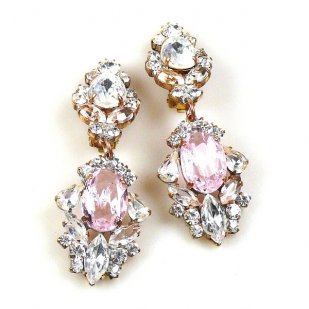 Crystal Gate Clips-on Earrings ~ Silver Pink