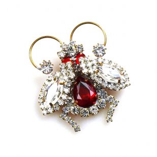 Firefly Pin ~ Clear Crystal with Red