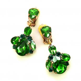 Anna Marie Earrings Clips ~ Green*