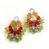 Elegancy Earrings with Clips ~ Lime Red Topaz