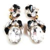 Fiore Clips Earrings ~ Clear Crystal Black