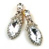 Grand Navette Earrings Clips ~ Clear Crystal*
