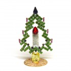 Tree with Candle Decoration 10cm ~ Green Multicolor*