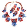Iris Grande Necklace Set ~ Blue Ruby Red with Silver Fuchsia