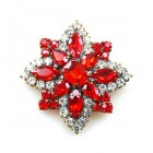 Star Rhinestone Brooch ~ Crystal Red