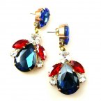 Beaute Earrings Pierced ~ Blue with Red*