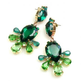 Xara Earrings Pierced ~ Green Emerald