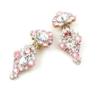 Andromeda Earrings with Clips ~ Crystal Pink