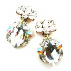 Floralie Earrings II Clips ~ Clear Crystal with AB*