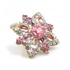 Star Rhinestone Ring ~ Crystal with Pink