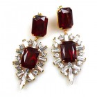 Ella Earrings Pierced ~ Baguettes and Octagons ~ Ruby