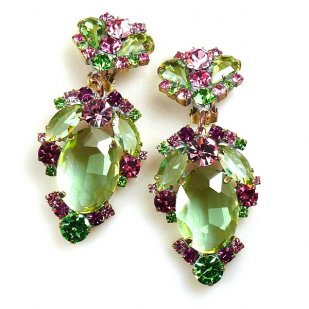Mythique Extra Clips-on Earrings ~ Green Pink