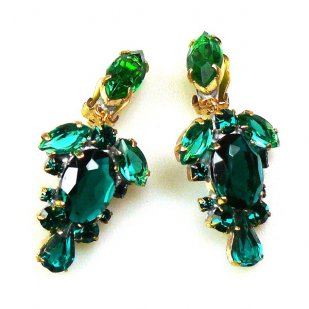 Raquel Earrings Clips ~ Emerald