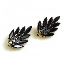 Leafs Earrings with Clips ~ Black