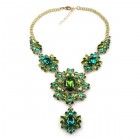 Aztec Sun Necklace ~ Olive Green with Emerald