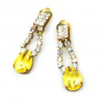 Gemini Earrings Clips ~ Clear Crystal with Extra Yellow*