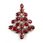 Brooch Teardrops Tree 7cm ~ Red Clear*