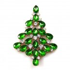 Brooch Teardrops Tree 7cm ~ Green Clear*