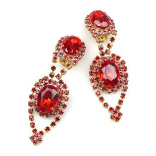 Moonglow Earrings with Clips ~ Ruby Red