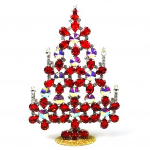 Xmas Flowers Tree Decoration 16cm ~ Red with Aurora Borealis*