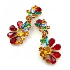 Power of Flowers ~ Earrings with Clips ~ Multicolor