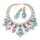 Absolue Necklace Set with Earrings ~ Aqua Pink Violet
