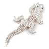 Extra Large Lizard Gecko Brooch ~ Clear Crystal