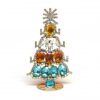 Standing Xmas Tree with Ovals 13cm ~ Aqua Topaz Clear Yellow*