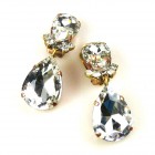 Two Drops Earrings Clips ~ Clear Crystal*