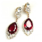 Tears Pierced Earrings ~ Crystal Ruby Red