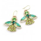 Angels Earrings for Pierced Ears ~ Green