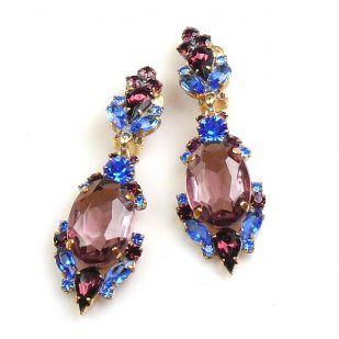Mythique Clips-on Earrings ~ Blue with Purple