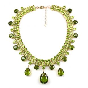 Raindrops Necklace ~ Olive Green