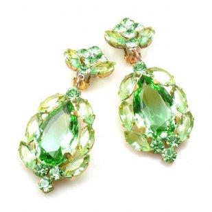 Sonatine Earrrings with Clips ~ Peridot Green