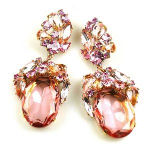 Fiore Pierced Earrings ~ Pink and Clear Crystal