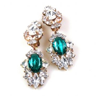 Crystal Gate Clips-on Earrings ~ Silver Emerald