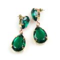 Raindrops Earrings Pierced ~ Emerald