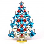 Beautiful Xmas Tree Decoration 21cm Navettes ~ Aqua Red Clear*