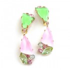 Dancing Amenity Earrings Clips ~ Green Pink