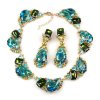 Fountain Necklace and Earrings ~ Green Jungle