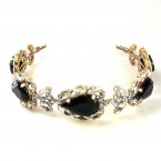 Sonatine Headband Tiara ~ Clear Crystal with Black