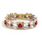 Harmony Clamper Bracelet ~ Clear Crystal with Red