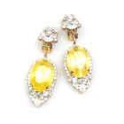 Ovals Clips-on Earrings ~ Crystal Silver Yellow