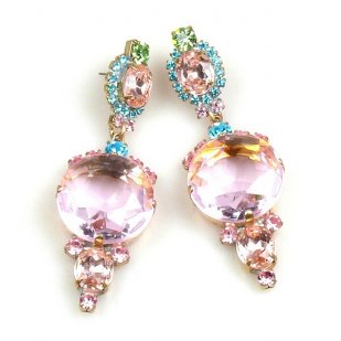 Taj Mahal Earrings Pierced ~ Pink with Aqua