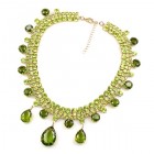 Raindrops Necklace ~ Olive Green