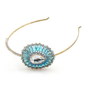 Crystal Eye ~ Headband Tiara ~ Aqua with Crystal