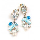 Touch the Sky Earrings Pierced ~ Blue Aqua Clear Crystal