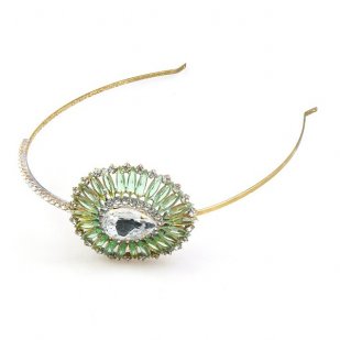 Crystal Eye ~ Headband Tiara ~ Peridot Green with Crystal